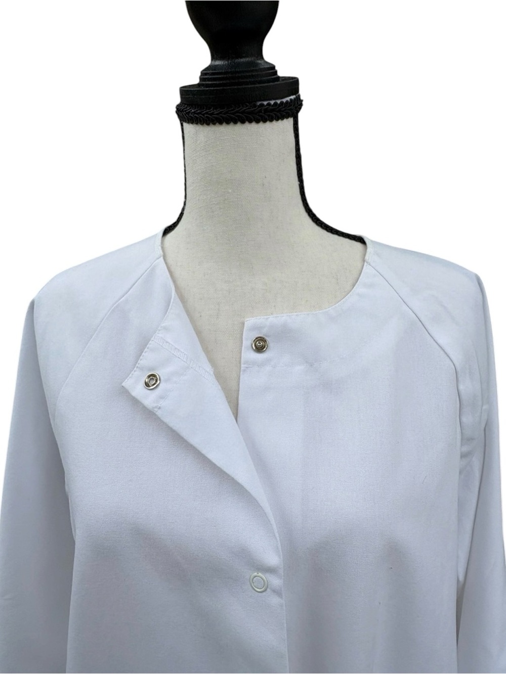 Women’s White Long-Sleeve Medical Jacket - Button Front